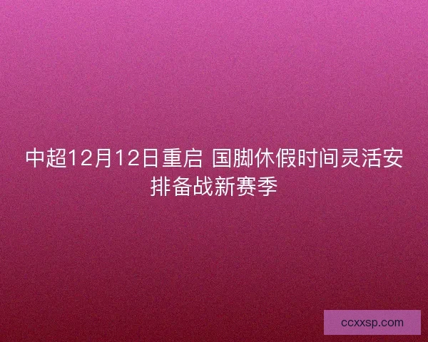中超12月12日重启 国脚休假时间灵活安排备战新赛季