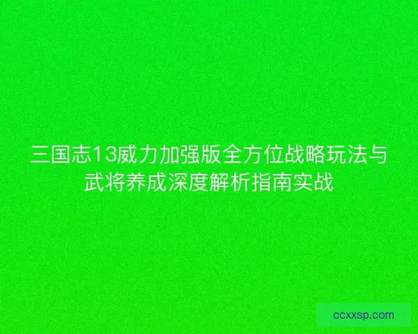 三国志13威力加强版全方位战略玩法与武将养成深度解析指南实战