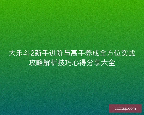 大乐斗2新手进阶与高手养成全方位实战攻略解析技巧心得分享大全